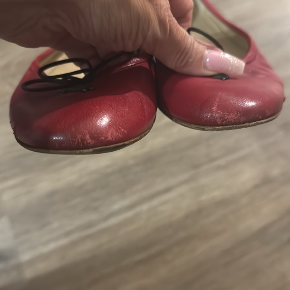Burberry Red Leather Bow Charm Red Ballet Shoe Women Flats size-8 - Picture 7 of 8